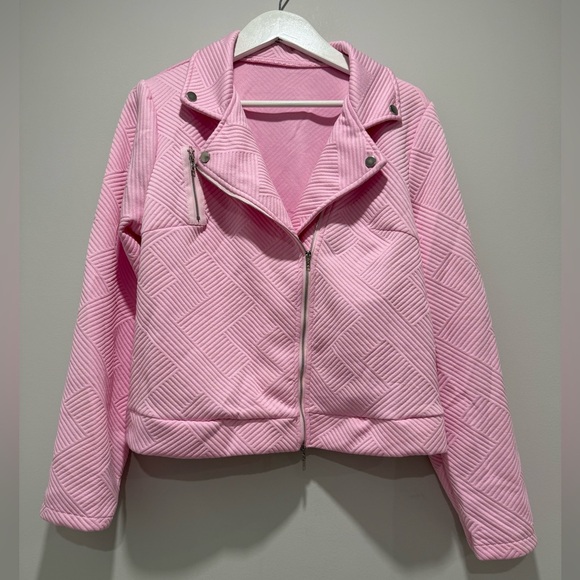 NEW SHEIN Pink Motorcycle Jacket Size XL NWOT - Picture 2 of 7